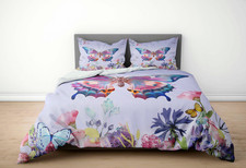 ?Christmas Gift 3D Purple Butterfly Duvet Quilt Cover Set Pillowcases