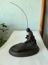 Bronze Color Fishing Sculpture