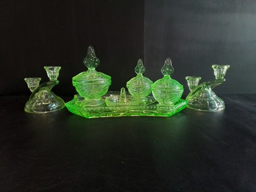 Art deco uranium glass - art,