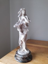 Lady With Flowers Figurine On Marble Base Guiseppe Armani Style