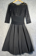 Eliza J Evening Gown Womens UK 14 Black Sequin Lace Embroidered Ball Gown