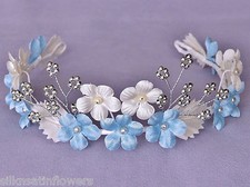 BLUE IVORY WHITE Flower Girl Headdress Silk Floral Wedding Tiara Bridesmaids 