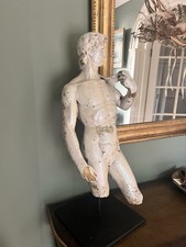 Statue Sculpture Man Torso Leaf Metal Plinth Stone