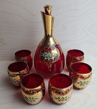 Murano Ruby Red Decanter Set