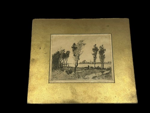 Signed vintage etching - vintage,