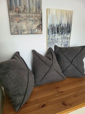 Set Of 3 New, Handmade Cushion Covers. In Dark Grey Cotton blend Fabric