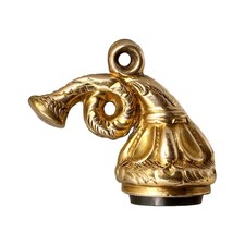 Antique Victorian GOLD CASED & BLOODSTONE Seal FOB Pendant Charm HORN