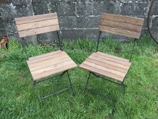 Folding Bistro Garden Patio Wrought Iron & Timber Chair & Table