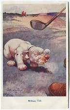 BONZO DOG, WILLIAM TELL, GE STUDDY - Comic Golf Postcard 