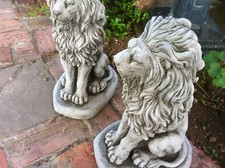 STONE LIONS,PAIR OF PROUD