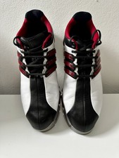 ADIDAS Tour360 3.0 POWERBAND Golf Shoes UK 11 White Leather, Red Band Stripes.
