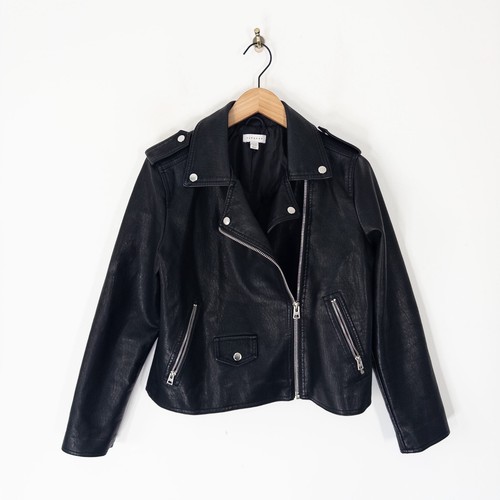 Topshop faux leather biker - topshop,