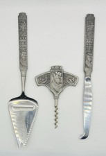 Konge Tinn  Royal Pewter - Corkscrew, Cheese Slicer And Knife / Norway / VGC