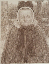 Portrait of an Old Woman.  Lithograph by Hendrik Johan Haverman c1900