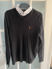 Men's Next Jumper V-Neck with White Mock Shirt size L