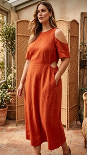 Boden orange linen midi - boden,