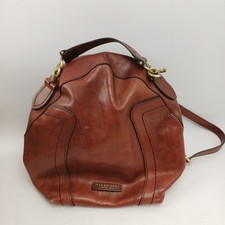 THE BRIDGE Vintage Chestnut Brown Italian Leather Backpack Gold Chain Detail