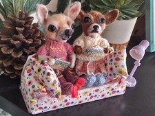 Needle felting dogs, chihuahua art dolls