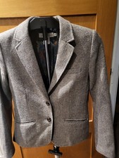 H&M Heringbone Tweed Hacking Jacket Size US6  UK32 Horse Riding Patch Elboe