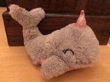 PRIMARK MICROWAVE NARWHAL GREY & Pink SOFT PLUSH TOY 8” + WHEAT BAG