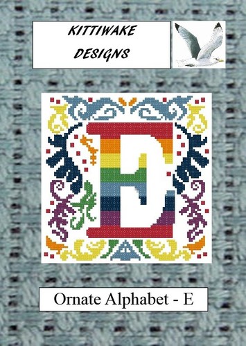 Ornate alphabet e cross - e,