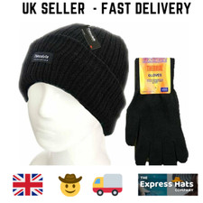 Mens Black Thermal Thinsulate Winter Hat and Gloves Set . FAST DELIVERY 🚚💨