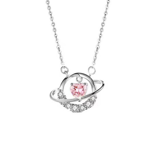Planet heart pink pendant - planet,