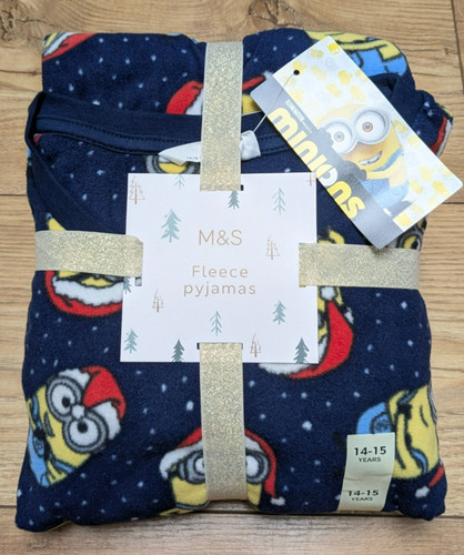 Kids fleece navy minion - m&s,