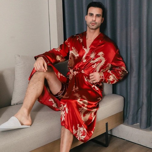 Mens satin silk pajamas kimono - mens,