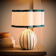 Teal Stripe Ceramic Table Lamp