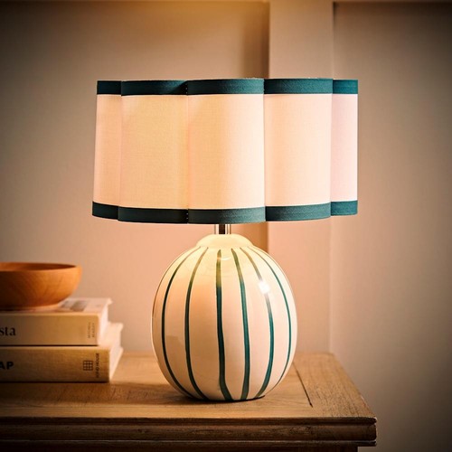 Teal stripe ceramic table lamp - teal,