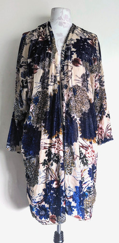 Zara velvet devore kimono blue - devore,