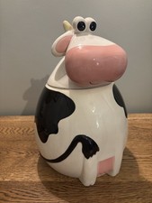 Vintage Ceramic Funny Cow Large Cookie Jar Biscuit Barrel VGC