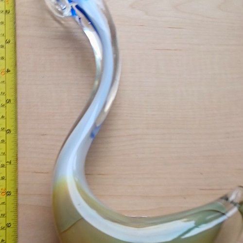 Art glass swan figurine - glass,