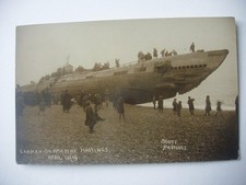 German Submarine , Hastings , April 15th 1919 -  1919 real photo postcard