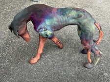 COPPER FUMED CERAMIC GREYHOUND
