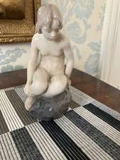 ROYAL COPENHAGEN #4027 NAKED GIRL ON STONE FIGURE - DESIGNED BY ADDA BONFILS