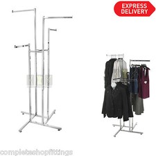 4 WAY STRAIGHT ARM CLOTHES RAIL HEAVY DUTY SHOP DISPLAY GARMENT RACK FOR RETAIL 