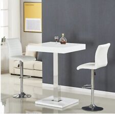 Topaz White High Gloss Bar Table With 2 Ripple White Stools
