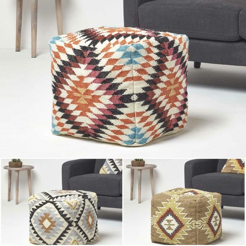 Handmade kilim pouf footstool - kilim,