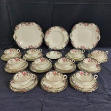 Antique & Rare Aynsley Pink Roses Teacups, Saucers & Plates 1890s