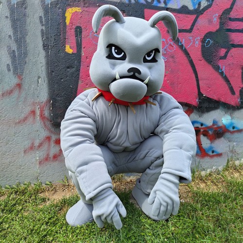 Grey bulldog muscle mascot - bulldog,