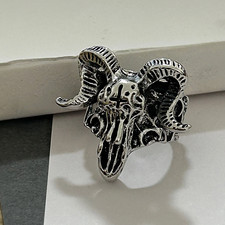 Baphomet Goat Skull Open Ring