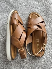 Hotter Breeze Women Brown Leather Buckle Sandals Size Uk 6 Eu 39