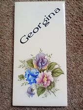H&R Johnson LTD Ceramic Tile. Bedroom Door Name Plate, Plaque. 'GEORGINA' 