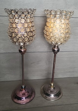 A Pair Of Floor Table Candles Crystal H43cm Candlesticks Home Decoration