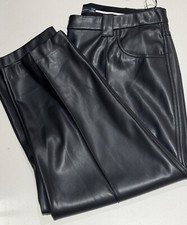 Marks and Spencer Faux Leather Cropped Trousers Size 18 Short  Black BNWOT
