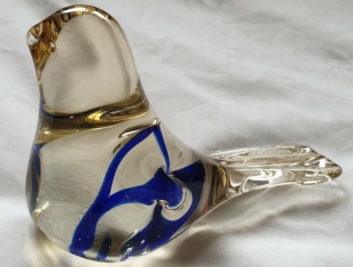 Blue swirl glass bird - swirl,