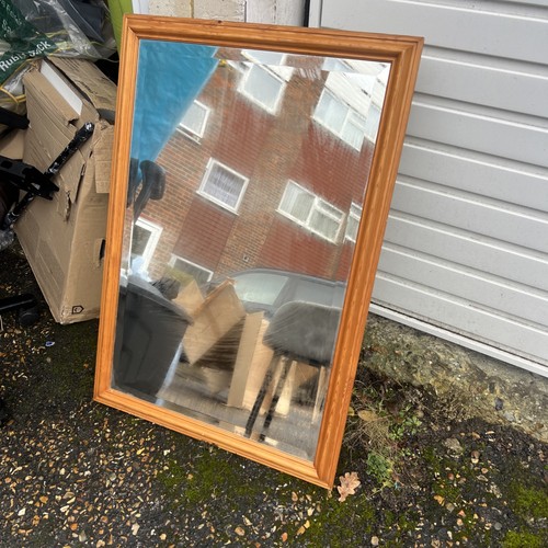 Pine bevelled mirror 880mm - , by