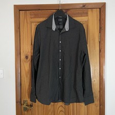 Jeff Banks Long Sleeve Pure Cotton Black Shirt White Spots Size 17.5 BNWOT ✅